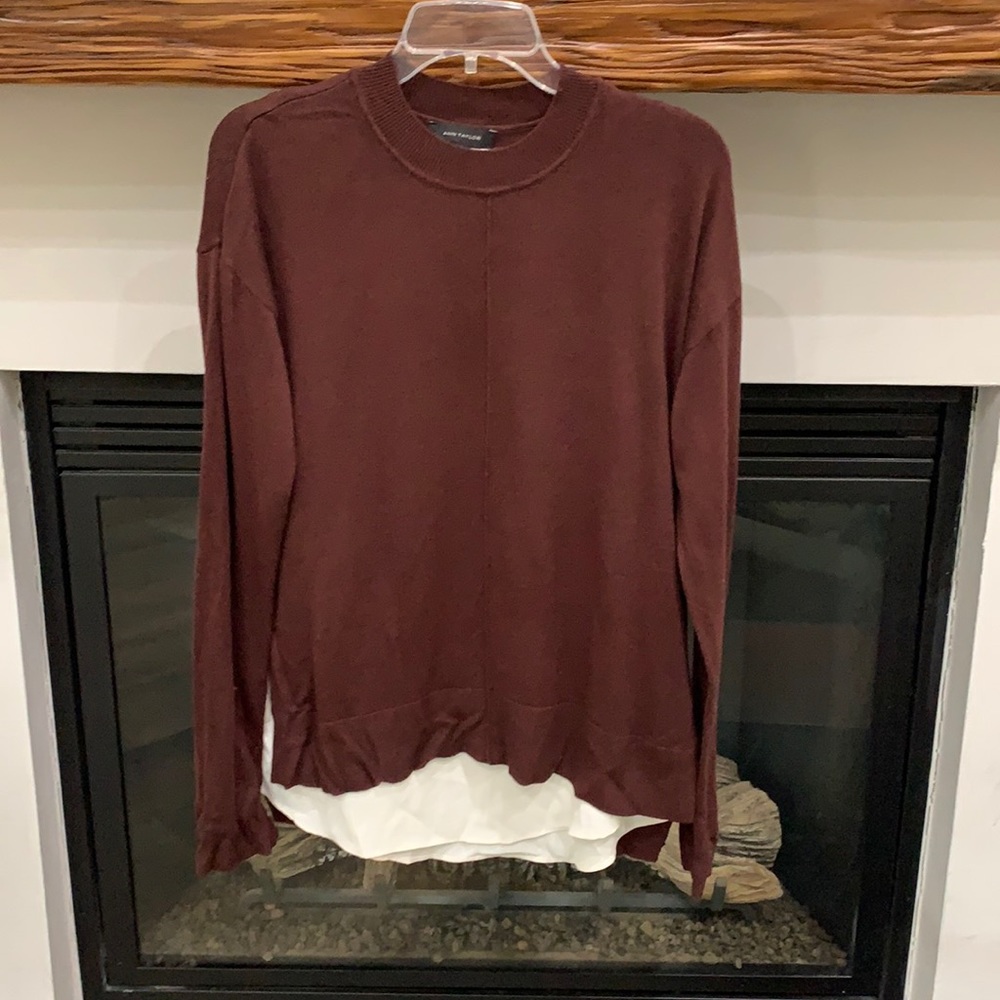 {Ann Taylor}Sz S Brown Sweater w/cream Under Tank